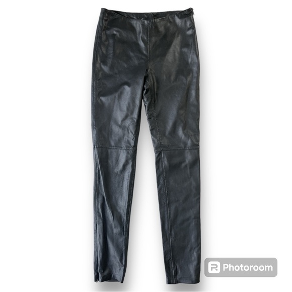 NWT Leon & Harper 100% Leather Pants Mid Rise Slim Black Sz EU 36 (Small/4) - Picture 1 of 17